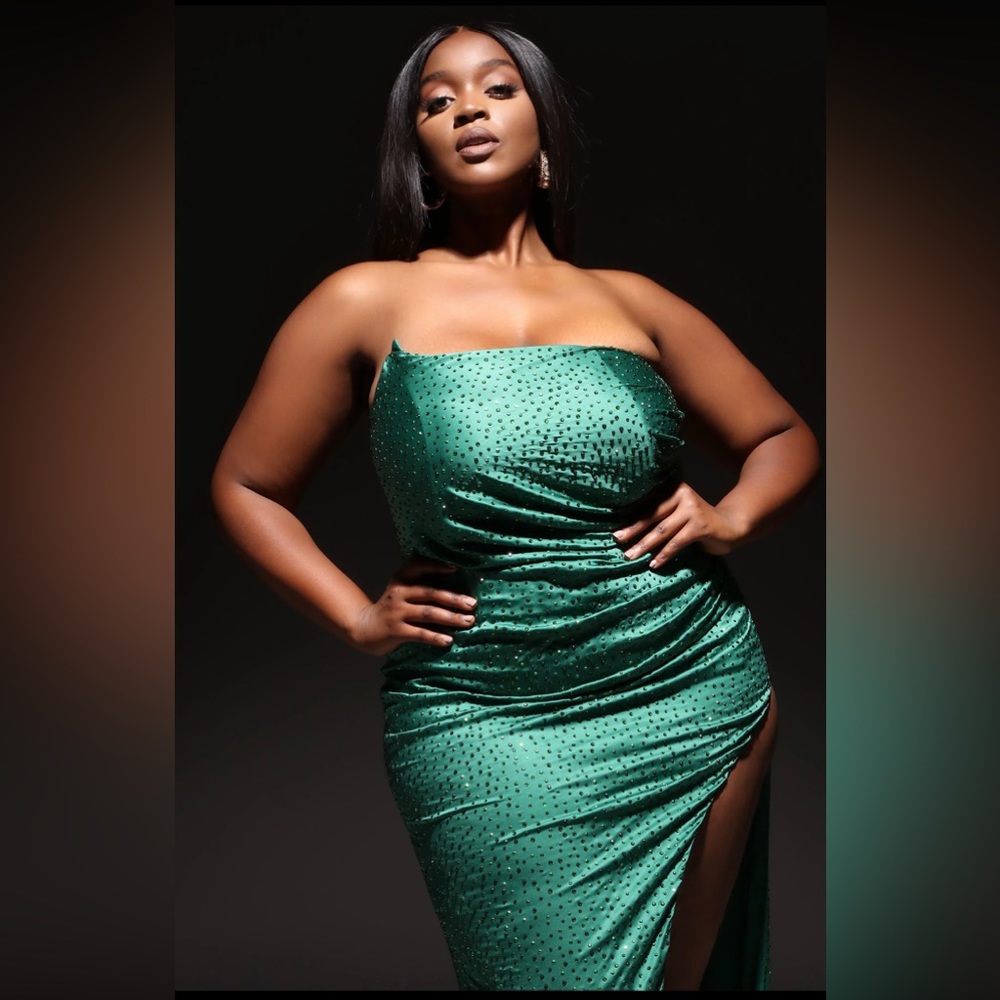 Embellished Emerald Maxi Dress